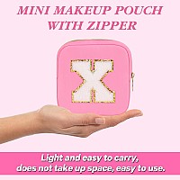 Graduation Gifts For Her Makeup Bag For Women Small Makeup Bag For Purse Travel Cosmetic Bag With Preppy Letter Patch Nylon M