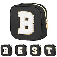 Graduation Gifts For Her Makeup Bag For Women Small Makeup Bag For Purse Travel Cosmetic Bag With Preppy Letter Patch Nylon M