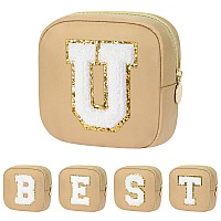 Graduation Gifts For Her Makeup Bag For Women Small Makeup Bag For Purse Travel Cosmetic Bag With Preppy Letter Patch Nylon M