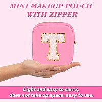 Graduation Gifts For Her Makeup Bag For Women Small Makeup Bag For Purse Travel Cosmetic Bag With Preppy Letter Patch Nylon M