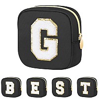 Graduation Gifts For Her Makeup Bag For Women Small Makeup Bag For Purse Travel Cosmetic Bag With Preppy Letter Patch Nylon M