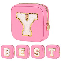 Graduation Gifts For Her Makeup Bag For Women Small Makeup Bag For Purse Travel Cosmetic Bag With Preppy Letter Patch Nylon M