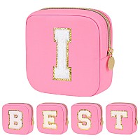 Graduation Gifts For Her Makeup Bag For Women Small Makeup Bag For Purse Travel Cosmetic Bag With Preppy Letter Patch Nylon Mi