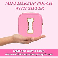 Graduation Gifts For Her Makeup Bag For Women Small Makeup Bag For Purse Travel Cosmetic Bag With Preppy Letter Patch Nylon Mi