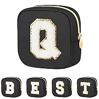 Graduation Gifts For Her Makeup Bag For Women Small Makeup Bag For Purse Travel Cosmetic Bag With Preppy Letter Patch Nylon M