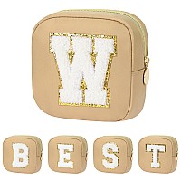 Ineowelly Graduation Gifts For Her Small Makeup Bag For Purse Travel Cosmetic Bag With Preppy Letter Patch Nylon Mini Makeup P