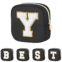 Graduation Gifts For Her Makeup Bag For Women Small Makeup Bag For Purse Travel Cosmetic Bag With Preppy Letter Patch Nylon M