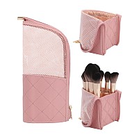 Monstina Makeup Brush Holder Professional Cosmetic Makeup Brush Organizer Standup Makeup Cup Makeup Artist Case Pink