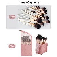 Monstina Makeup Brush Holder Professional Cosmetic Makeup Brush Organizer Standup Makeup Cup Makeup Artist Case Pink