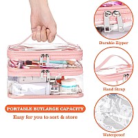 Haoguagua Double Layer Clear Cosmetic Bag Makeup Bag Waterproof Travel Toiletry Bag Transparent Pvc Pouch Organizer Pink Larg