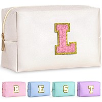 Topeast Personalized Birthday Gifts For Women Preppy Patch Makeup Bag Chenille Letter Pouch Cosmetic Bag Travel Organizer Ch