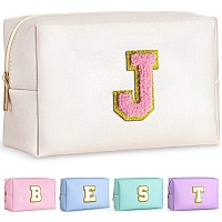 Topeast Birthday Gifts For Girls Travel Makeup Bag Chenille Letter Pouch Cosmetic Bag Makeup Travel Organizer Monogrammed Bri