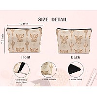 Lacosu Western Beige Makeup Bag Western Gifts For Women Cow Makeup Bag Cowgirl Stuff Western Stuff For Women Western Gifts Cowgi