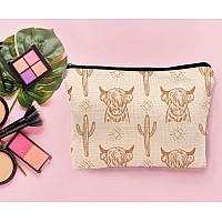 Lacosu Western Beige Makeup Bag Western Gifts For Women Cow Makeup Bag Cowgirl Stuff Western Stuff For Women Western Gifts Cowgi