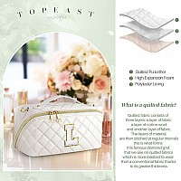 Topeast Monogrammed Gifts For Women Initial Makeup Bag Travel Cosmetic Bag Waterproof Pu Leather Toiletry Bag Personalized Bir