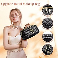 Topeast Large Capacity Travel Cosmetic Bag Initial Makeup Bag Chenille Letter Bag Portable Quilted Makeup Bags For Women Waterp