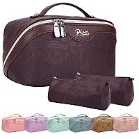 Travel Makeup Bags Cosmetic Organizer Bag 3Set Large Capacity Make Up Bag Pu Leather Toiletry Bag For Women Wide Open Port