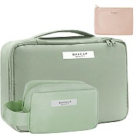 Queboom Travel Makeup Bag Cosmetic Bag Makeup Bag Toiletry Bag For Women And Men Green3Pcs