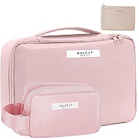 Queboom Travel Makeup Bag Cosmetic Bag Makeup Bag Toiletry Bag For Women And Men Pink3Pcs