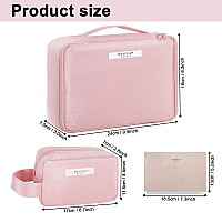 Queboom Travel Makeup Bag Cosmetic Bag Makeup Bag Toiletry Bag For Women And Men Pink3Pcs