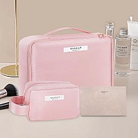 Queboom Travel Makeup Bag Cosmetic Bag Makeup Bag Toiletry Bag For Women And Men Pink3Pcs