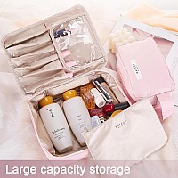 Queboom Travel Makeup Bag Cosmetic Bag Makeup Bag Toiletry Bag For Women And Men Pink3Pcs