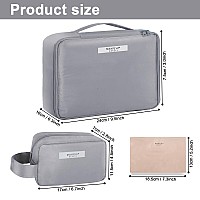 Queboom Travel Makeup Bag Cosmetic Bag Makeup Bag Toiletry Bag For Women And Men Grey3Pcs