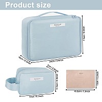 Queboom Travel Makeup Bag Cosmetic Bag Makeup Bag Toiletry Bag For Women And Men Blue3Pcs