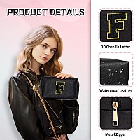 Topeast Initial Makeup Bag For Travel Chenille Letter Pouch Cosmetic Bag Pu Leather Waterproof Toiletry Bag Personalized Gift