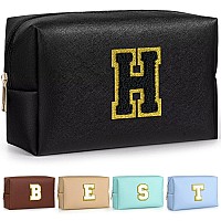 Topeast Preppy Bag Monogrammed Makeup Bags With Zipper Cute Makeup Pouch Initial Birthday Gifts Bag For Daughter Friends Sist