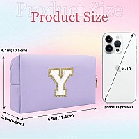 Small Personalized Initial Letter Makeup Bag Cute Waterproof Pu Leather Chenille Letter Cosmetic Bag Travel Makeup Bag Preppy