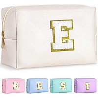 Topeast Monogrammed Gift For Women Girls Personalized Initial Makeup Bags Cosmetic Bag With Zipper Cute Makeup Pouch Pu Leath