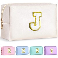 Topeast Birthday Gifts For Girls Travel Makeup Bag Chenille Letter Pouch Cosmetic Bag Makeup Travel Organizer Monogrammed Bri