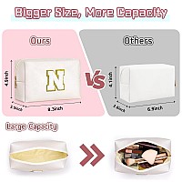 Topeast Initial Makeup Bag Personalized Initial Bags With Zipper Cute Makeup Pouch Pu Leather Waterproof Cosmetic Bag Birthd