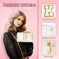 Topeast Initial Makeup Bag Personalized Initial Bags With Zipper Cute Makeup Pouch Pu Leather Waterproof Cosmetic Bag Birthd