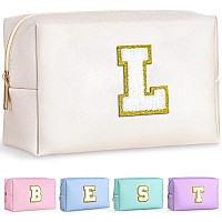 Topeast Personalized Birthday Gifts For Women Preppy Patch Makeup Bag Chenille Letter Pouch Cosmetic Bag Travel Organizer Ch