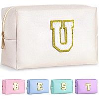 Topeast Personalized Makeup Bags For Women Chenille Letter Pouch Cosmetic Bag With Zipper Travel Toiletry Bag Monogrammed Bir