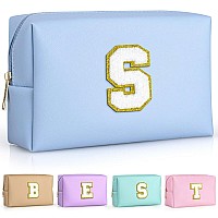 Topeast Personalized Makeup Bag Chenille Letter Pouch Cosmetic Bag W Zipper Pu Leather Waterproof Toiletry Bag Bridal Shower