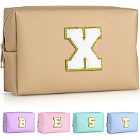 Topeast Initial Makeup Bags For Women Personalized Portable Cosmetic Bag With Zipper Cute Makeup Pouch Bridesmaid Gifts For W