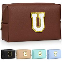 Topeast Personalized Makeup Bags For Women Chenille Letter Pouch Cosmetic Bag With Zipper Travel Toiletry Bag Monogrammed Bir