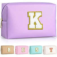 Topeast Initial Cosmetic Bag Pu Leather Waterproof Travel Toiletry Bag Monogrammed Gifts For Women Personalized Birthday Gift