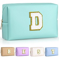 Topeast Preppy Small Makeup Bag Chenille Letter Pouch Cosmetic Bag With Zipper Pu Leather Waterproof Toiletry Bag Personalize