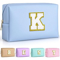 Topeast Initial Cosmetic Bag Pu Leather Waterproof Travel Toiletry Bag Monogrammed Gifts For Women Personalized Birthday Gift