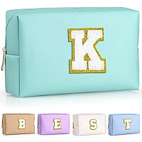 Topeast Initial Cosmetic Bag Pu Leather Waterproof Travel Toiletry Bag Monogrammed Gifts For Women Personalized Birthday Gift