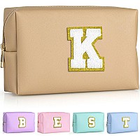 Topeast Initial Cosmetic Bag Pu Leather Waterproof Travel Toiletry Bag Monogrammed Gifts For Women Personalized Birthday Gift