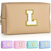 Topeast Personalized Birthday Gifts For Women Preppy Patch Makeup Bag Chenille Letter Pouch Cosmetic Bag Travel Organizer Ch