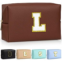 Topeast Personalized Birthday Gifts For Women Preppy Patch Makeup Bag Chenille Letter Pouch Cosmetic Bag Travel Organizer Ch