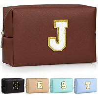 Topeast Birthday Gifts For Girls Travel Makeup Bag Chenille Letter Pouch Cosmetic Bag Makeup Travel Organizer Monogrammed Bri