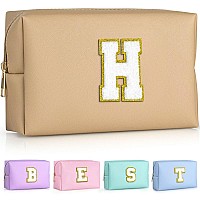 Topeast Preppy Bag Monogrammed Makeup Bags With Zipper Cute Makeup Pouch Initial Birthday Gifts Bag For Daughter Friends Sist