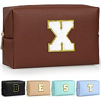 Topeast Initial Makeup Bags For Women Personalized Portable Cosmetic Bag With Zipper Cute Makeup Pouch Bridesmaid Gifts For W